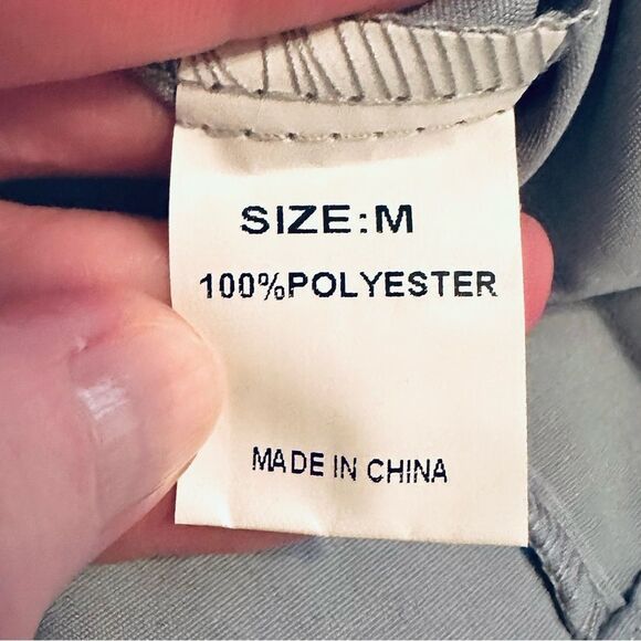 🔴2 for 60🔴 blouse button up long-sleeve blue gray pleated lace trim size M. - Picture 16 of 16